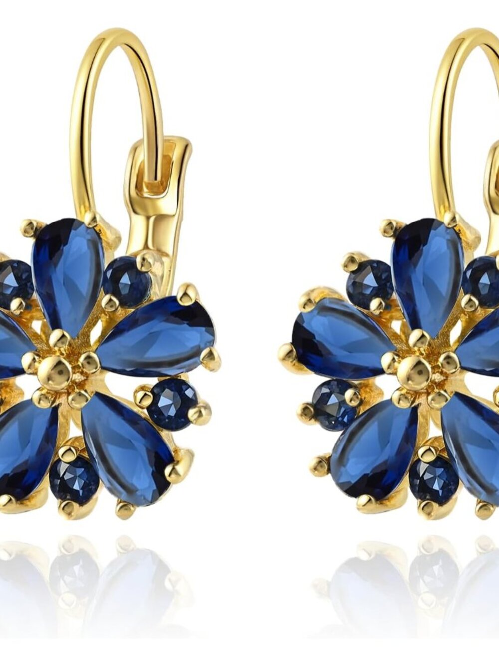 Vintage 14K Gold Plated Flower Birthstone Earrings | Hypoallergenic Leverback Fl
